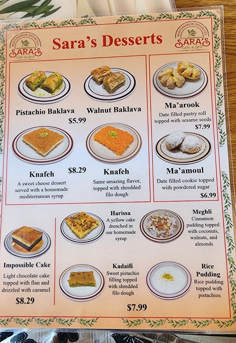 Menu Sara's Mediterranean Café & Grill-1