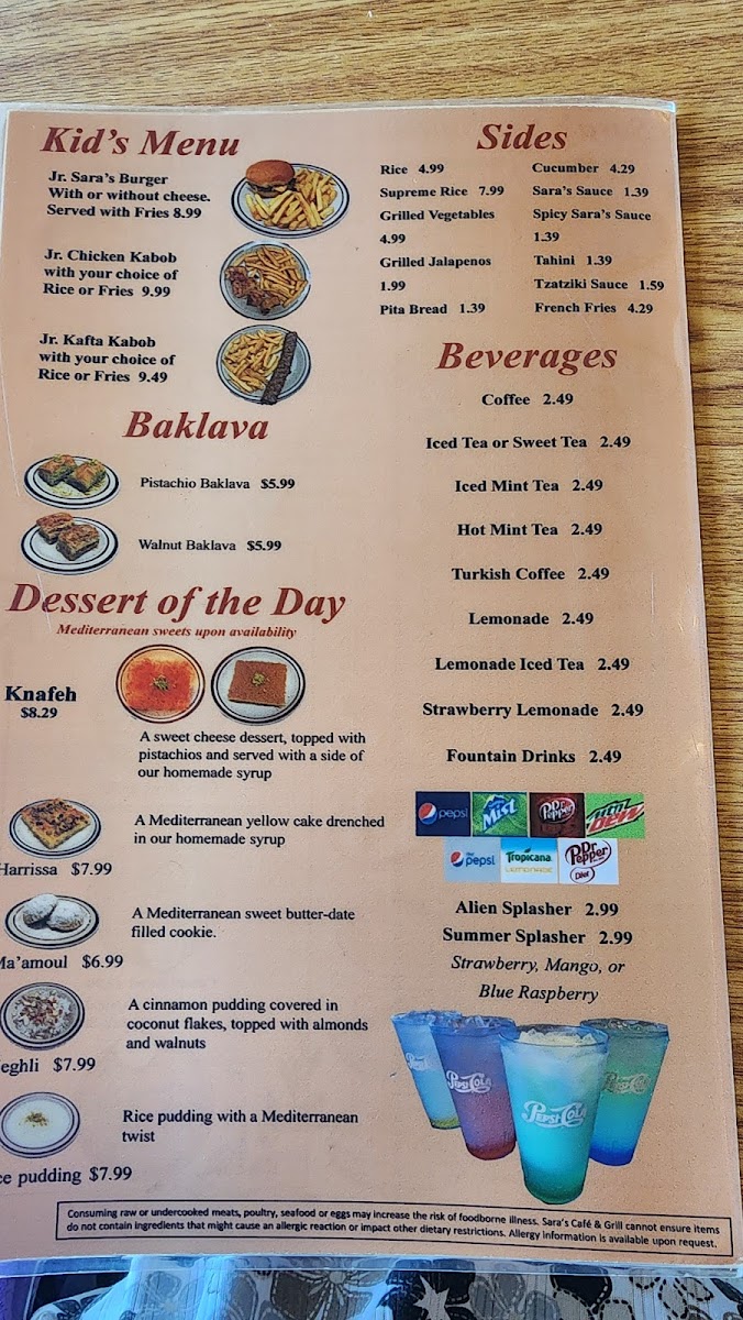 Menu Sara's Mediterranean Café & Grill-10