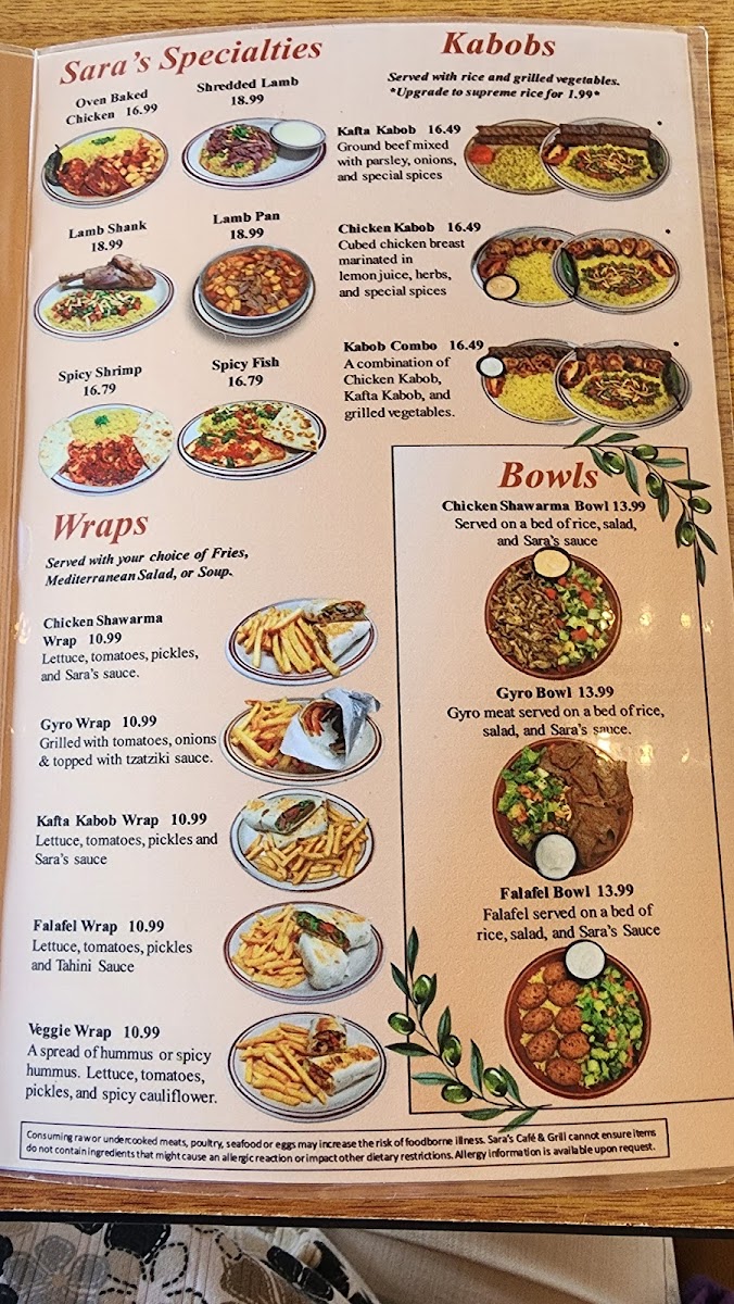 Menu Sara's Mediterranean Café & Grill-2