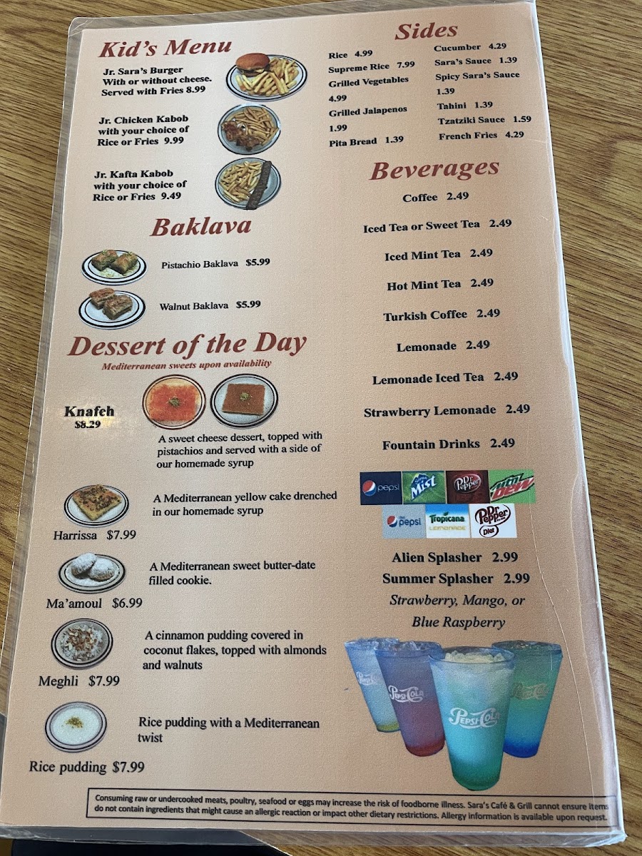 Menu Sara's Mediterranean Café & Grill-3