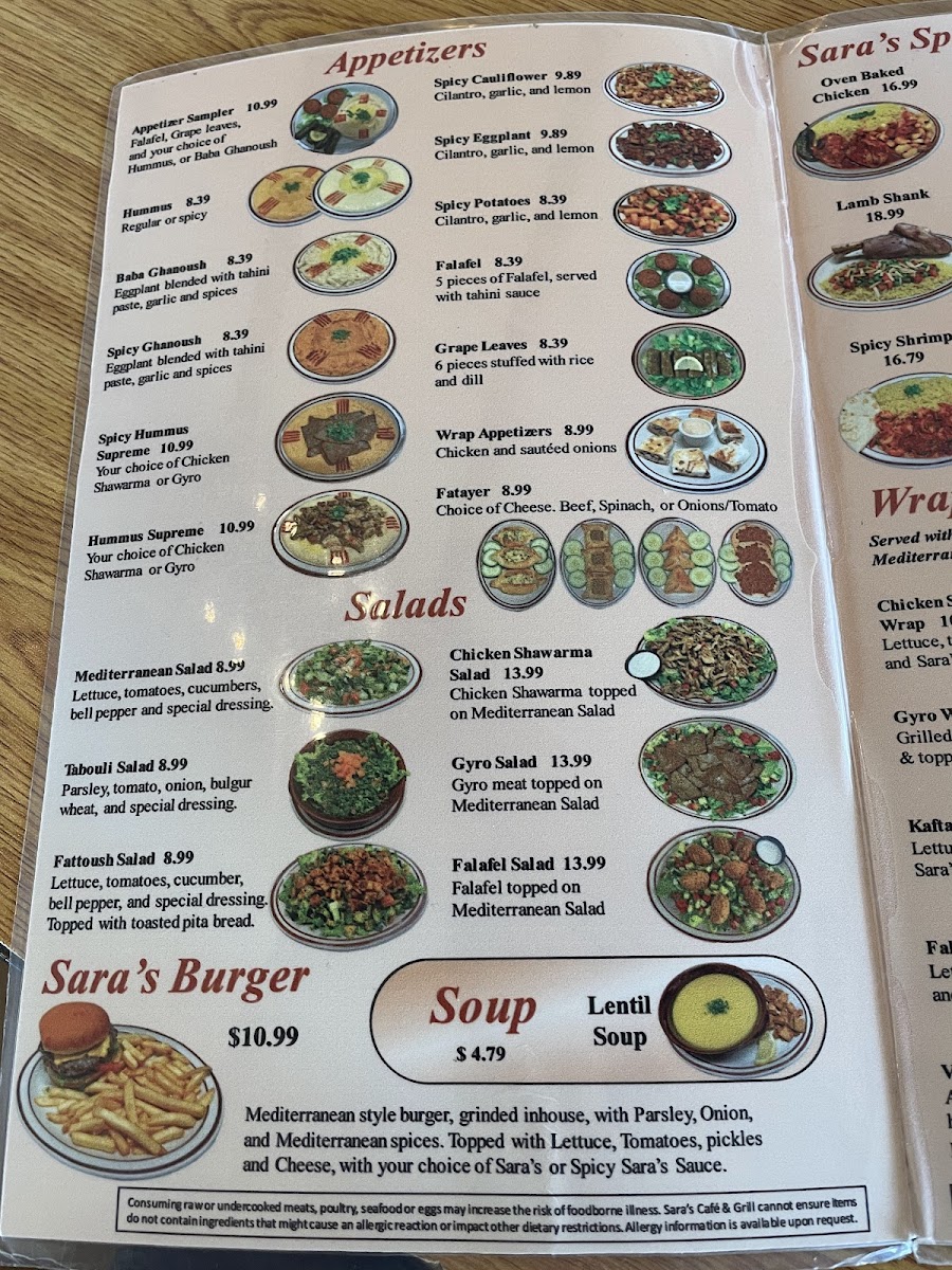 Menu Sara's Mediterranean Café & Grill-4