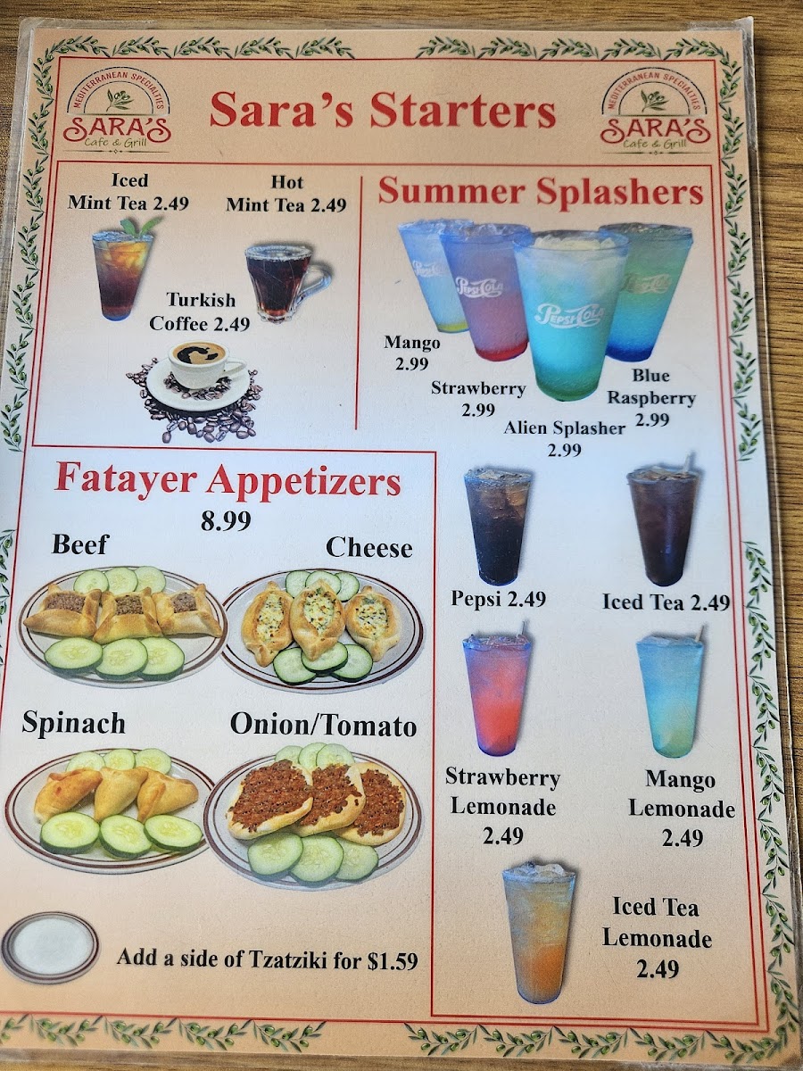 Menu Sara's Mediterranean Café & Grill-5
