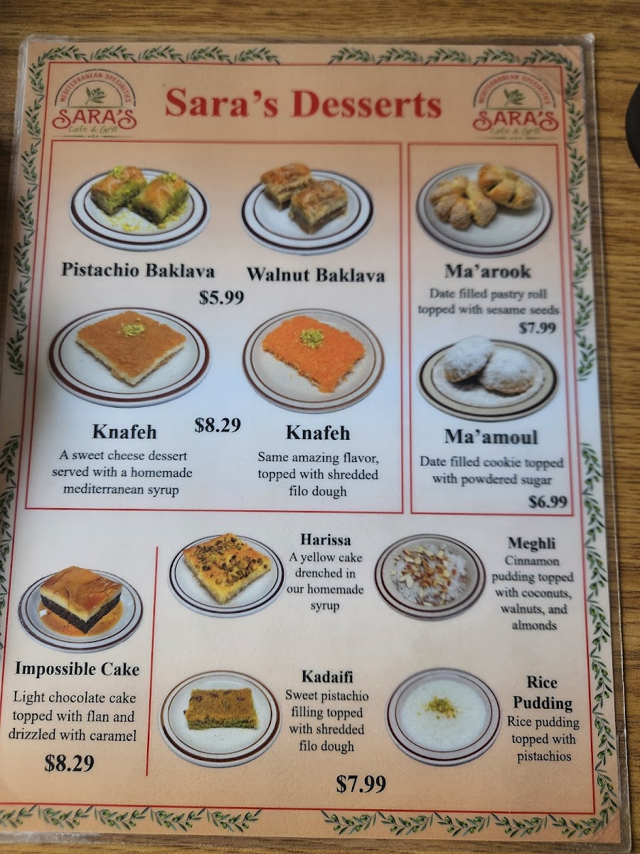 Menu Sara's Mediterranean Café & Grill-7