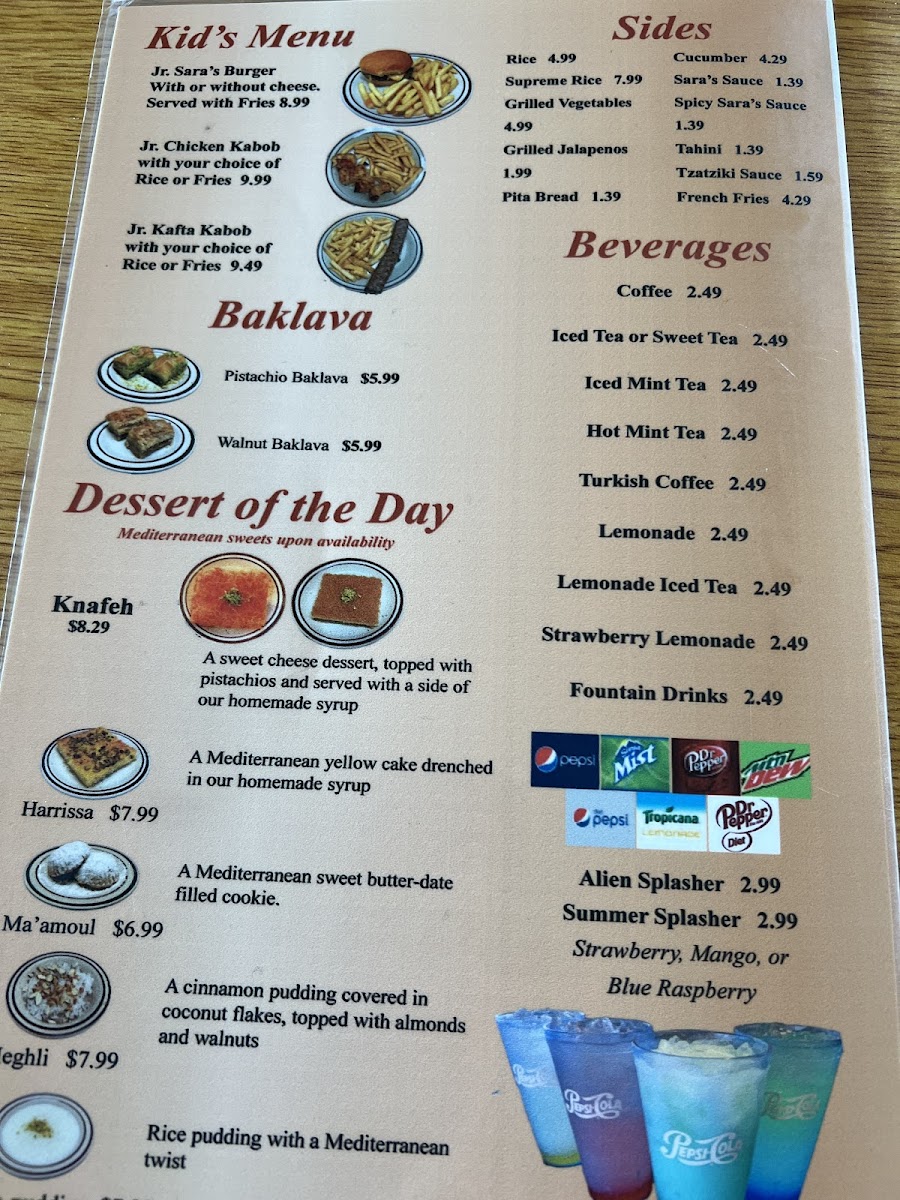 Menu Sara's Mediterranean Café & Grill-8
